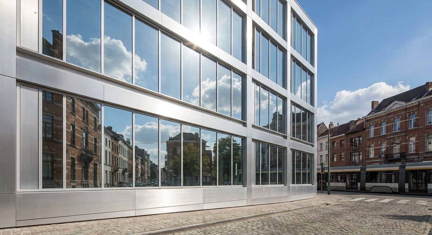 Bureau moderne avec baies vitrées protégées